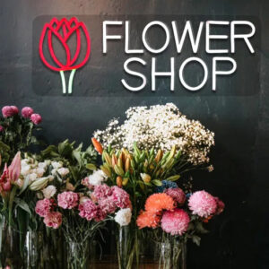 neon sign for Flower shop